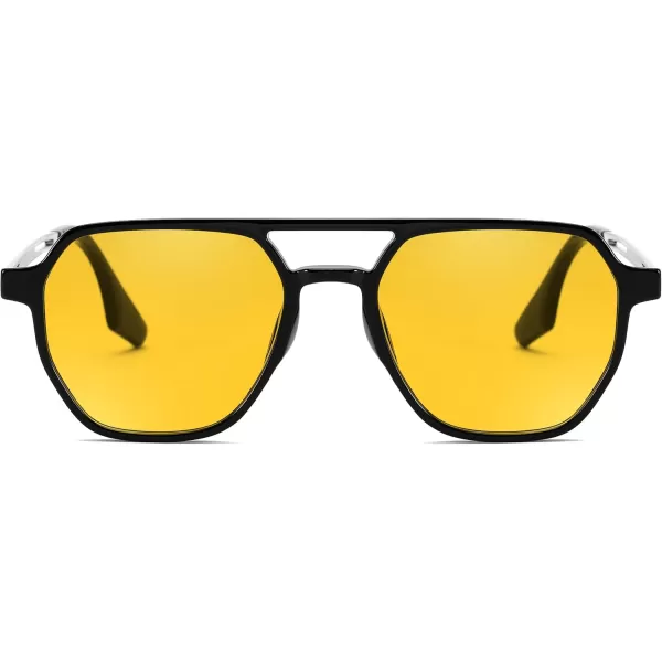 FEISEDY Retro 70s Aviator Sunglasses for Women Men Vintage Square Trendy Oversized Shades UV400 B0145Yellow