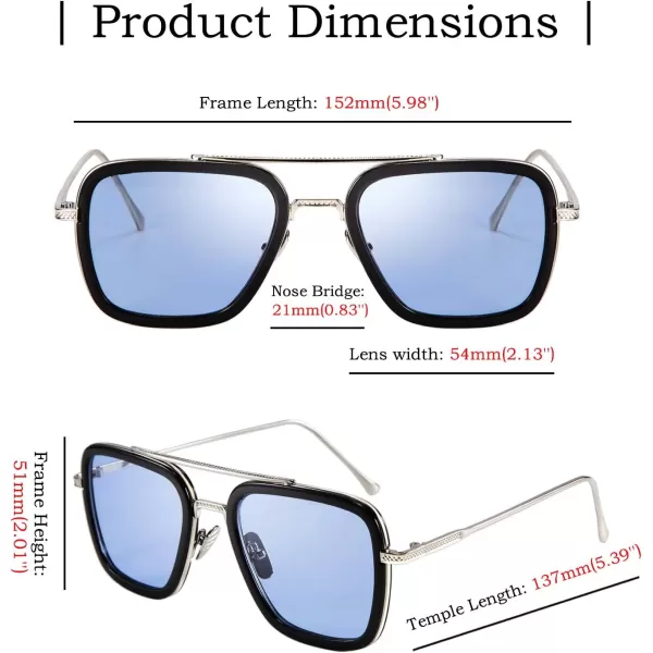 FEISEDY Retro 70s Pilot Sunglasses Tony Sunglasses Trendy Women Square Sun Glasses B2510Blue Edith