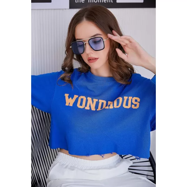 FEISEDY Retro 70s Pilot Sunglasses Tony Sunglasses Trendy Women Square Sun Glasses B2510Blue Edith