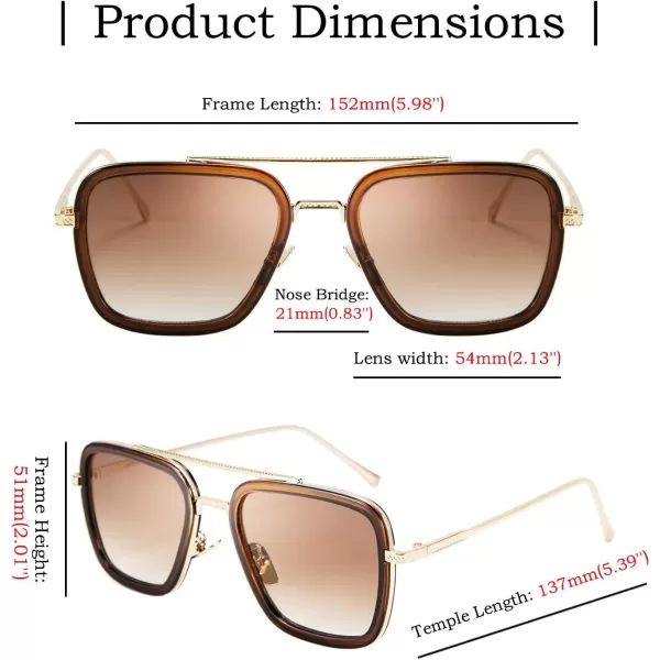 FEISEDY Retro 70s Pilot Sunglasses Tony Sunglasses Trendy Women Square Sun Glasses B2510Brown