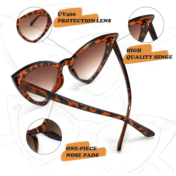 FEISEDY Retro Cat Eye Sunglasses for Women Fashion Vintage Cateye Sun Glasses B2235003 Leopard FrameTea Gradient Lens