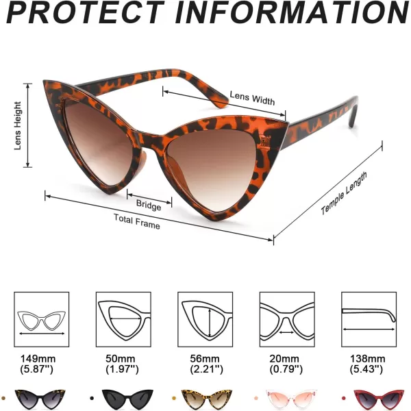 FEISEDY Retro Cat Eye Sunglasses for Women Fashion Vintage Cateye Sun Glasses B2235003 Leopard FrameTea Gradient Lens