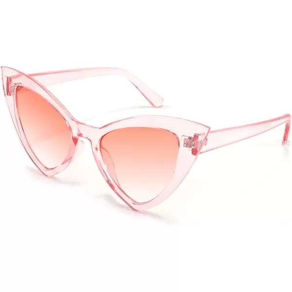 FEISEDY Retro Cat Eye Sunglasses for Women Fashion Vintage Cateye Sun Glasses B2235004 Transparent Pink FramePink Gradient Lens