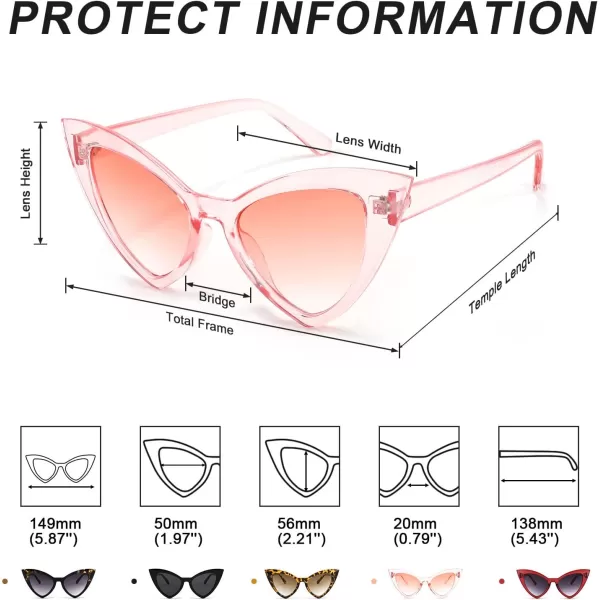 FEISEDY Retro Cat Eye Sunglasses for Women Fashion Vintage Cateye Sun Glasses B2235004 Transparent Pink FramePink Gradient Lens