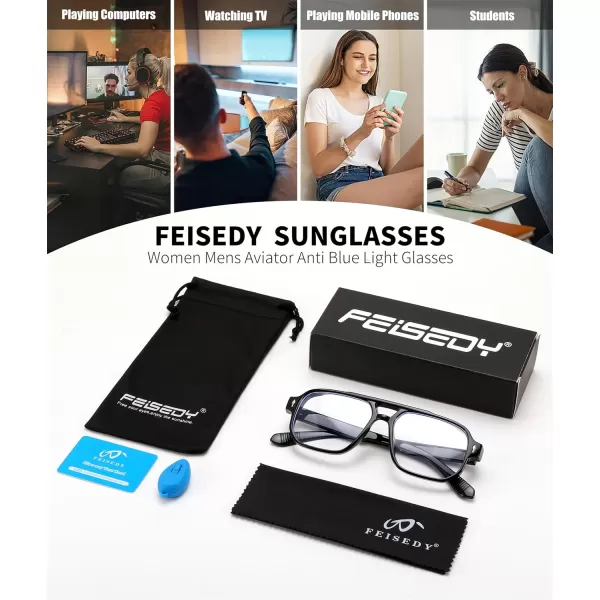 FEISEDY Retro Square Aviator Sunglasses Women Men 70s Small Vintage Rectangle UV400 Sun Glasses B9120Black Frame Anti Blue Light Lens