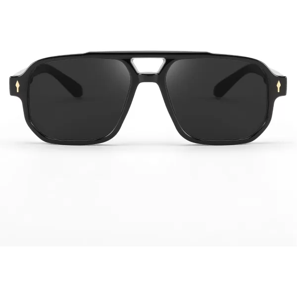 FEISEDY Retro Square Aviator Sunglasses Women Men 70s Small Vintage Rectangle UV400 Sun Glasses B9120Black Frame Black Lens