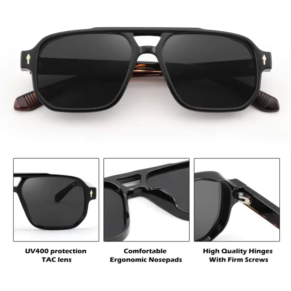 FEISEDY Retro Square Aviator Sunglasses Women Men 70s Small Vintage Rectangle UV400 Sun Glasses B9120Black Frame Leopard Temple