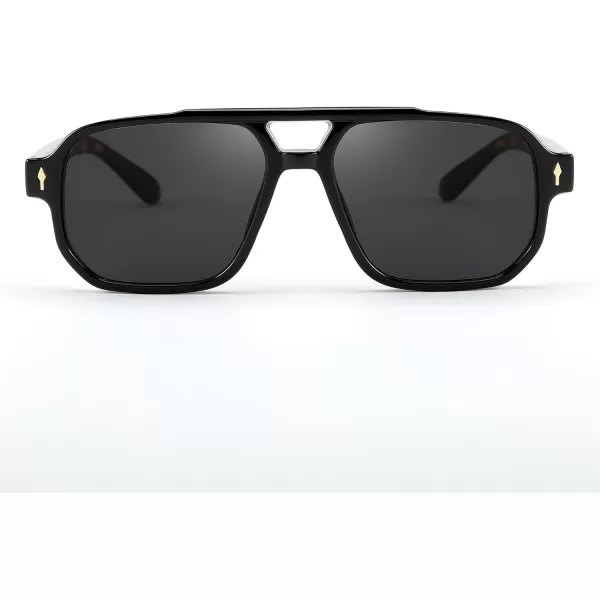 FEISEDY Retro Square Aviator Sunglasses Women Men 70s Small Vintage Rectangle UV400 Sun Glasses B9120Black Frame Leopard Temple