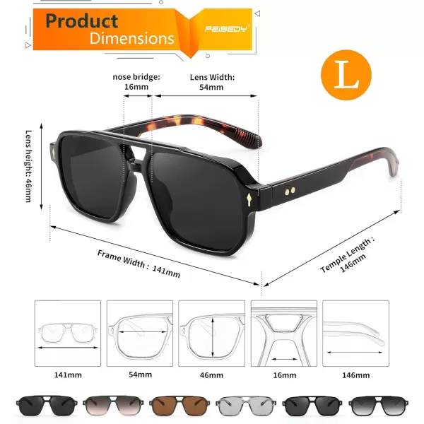 FEISEDY Retro Square Aviator Sunglasses Women Men 70s Small Vintage Rectangle UV400 Sun Glasses B9120Black Frame Leopard Temple