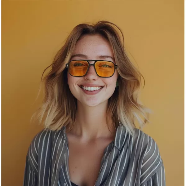 FEISEDY Retro Square Aviator Sunglasses Women Men 70s Small Vintage Rectangle UV400 Sun Glasses B9120Black Frame Yellow Lens
