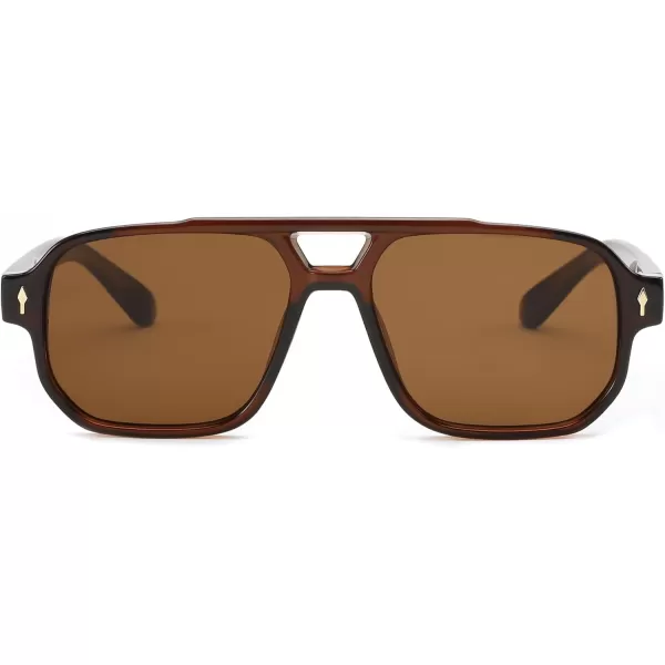 FEISEDY Retro Square Aviator Sunglasses Women Men 70s Small Vintage Rectangle UV400 Sun Glasses B9120Brown Frame Tea Lens