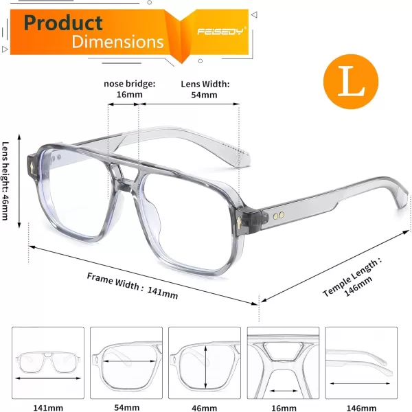FEISEDY Retro Square Aviator Sunglasses Women Men 70s Small Vintage Rectangle UV400 Sun Glasses B9120Grey Frame Anti Blue Light Lens