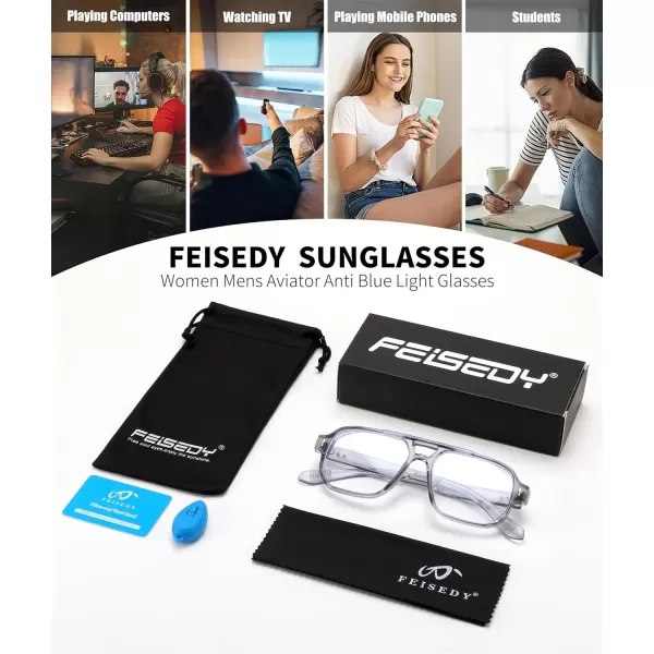 FEISEDY Retro Square Aviator Sunglasses Women Men 70s Small Vintage Rectangle UV400 Sun Glasses B9120Grey Frame Anti Blue Light Lens