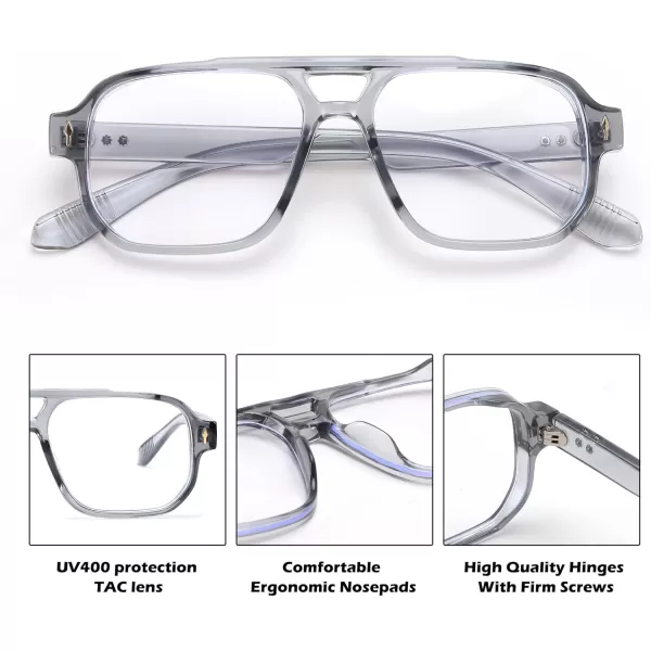 FEISEDY Retro Square Aviator Sunglasses Women Men 70s Small Vintage Rectangle UV400 Sun Glasses B9120Grey Frame Anti Blue Light Lens