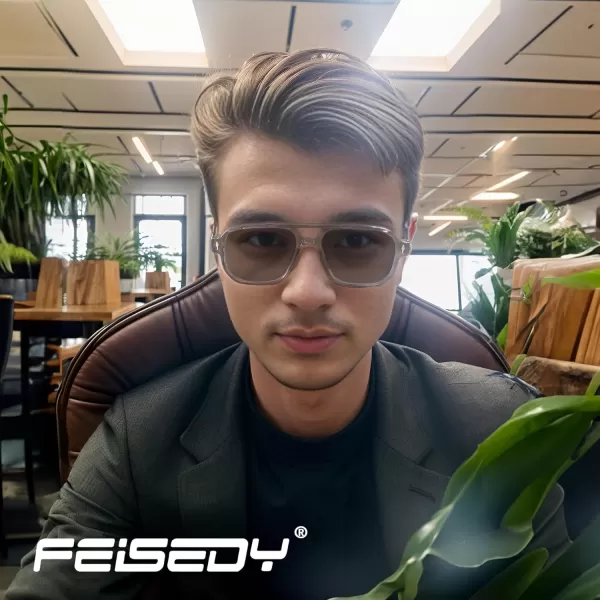 FEISEDY Retro Square Aviator Sunglasses Women Men 70s Small Vintage Rectangle UV400 Sun Glasses B9120Grey Frame Grey Lens
