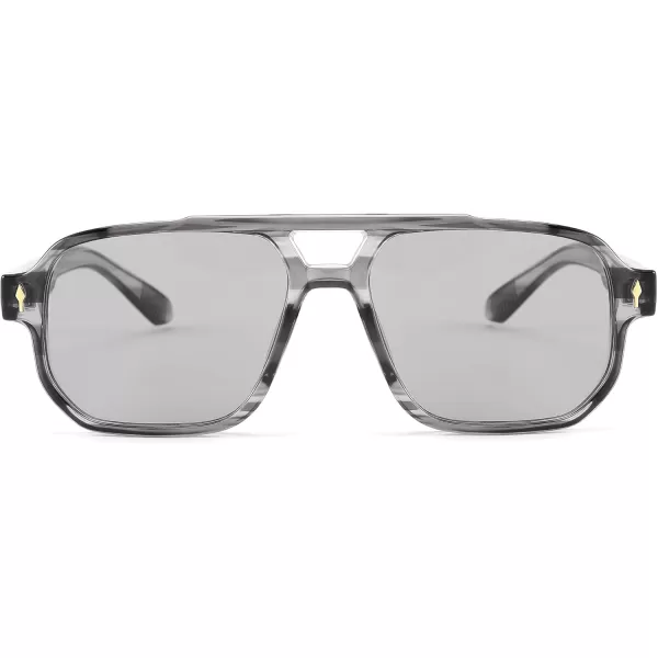 FEISEDY Retro Square Aviator Sunglasses Women Men 70s Small Vintage Rectangle UV400 Sun Glasses B9120Grey Frame Grey Lens