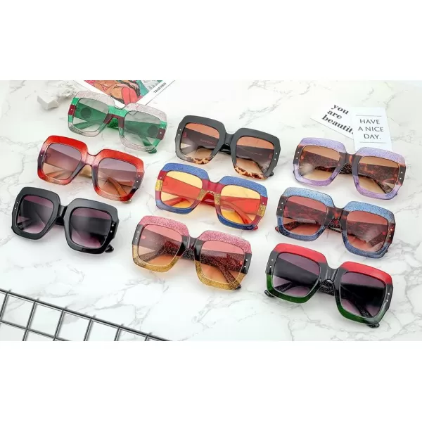 FEISEDY Retro Trendy Square Sunglasses for Women Oversized Stylish Inspired Shades Vintage Desinger Sunglasses B2276004 Blackleopard FrameBrown Lens