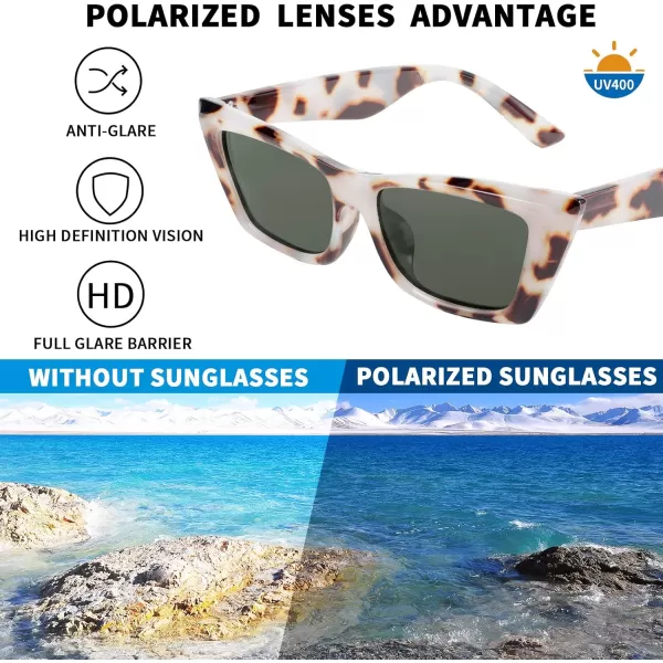 FEISEDY Small Cateye Square Polarized Sunglasses Women Classic Thick Rectangle Frame UV400 Sun Glasses B2736003 Milky Tortoiseshell