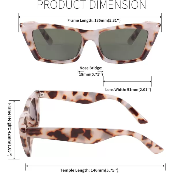 FEISEDY Small Cateye Square Polarized Sunglasses Women Classic Thick Rectangle Frame UV400 Sun Glasses B2736003 Milky Tortoiseshell