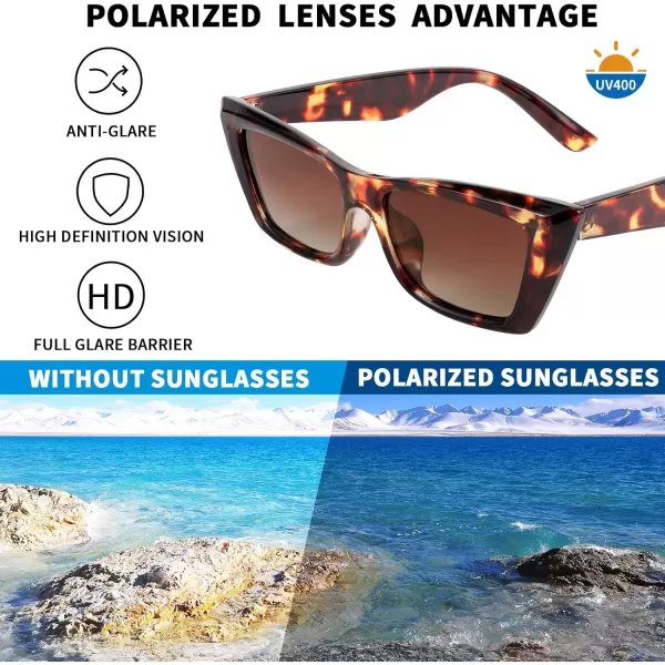FEISEDY Small Cateye Square Polarized Sunglasses Women Classic Thick Rectangle Frame UV400 Sun Glasses B2736004 Leopard
