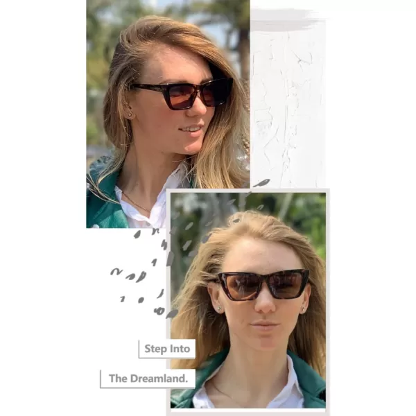 FEISEDY Small Cateye Square Polarized Sunglasses Women Classic Thick Rectangle Frame UV400 Sun Glasses B2736004 Leopard