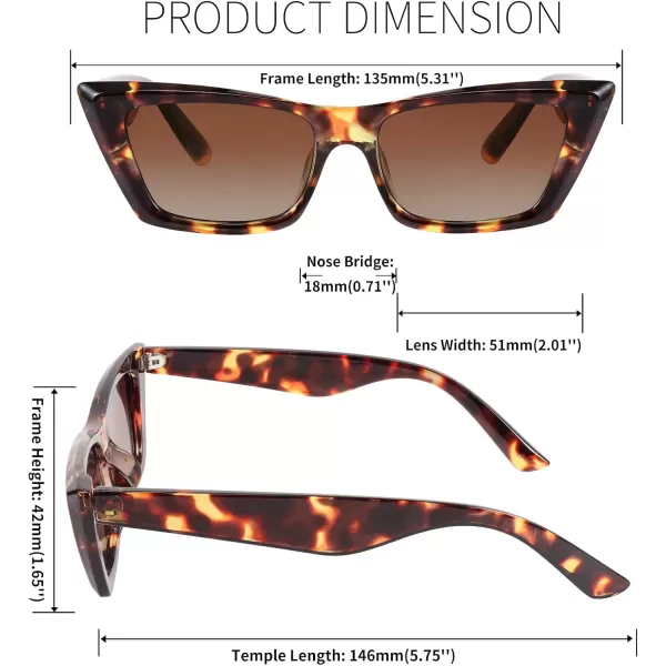 FEISEDY Small Cateye Square Polarized Sunglasses Women Classic Thick Rectangle Frame UV400 Sun Glasses B2736004 Leopard