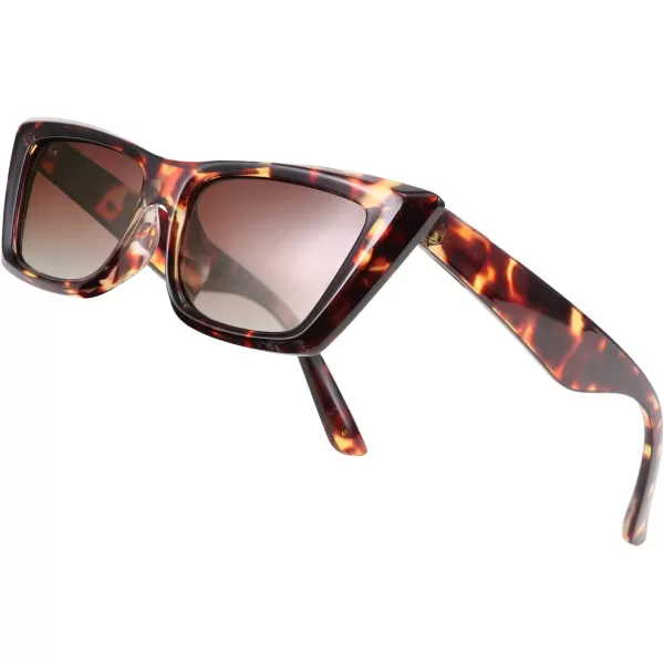 FEISEDY Small Cateye Square Polarized Sunglasses Women Classic Thick Rectangle Frame UV400 Sun Glasses B2736004 Leopard