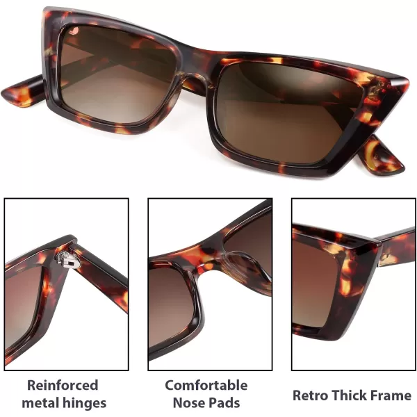 FEISEDY Small Cateye Square Polarized Sunglasses Women Classic Thick Rectangle Frame UV400 Sun Glasses B2736004 Leopard