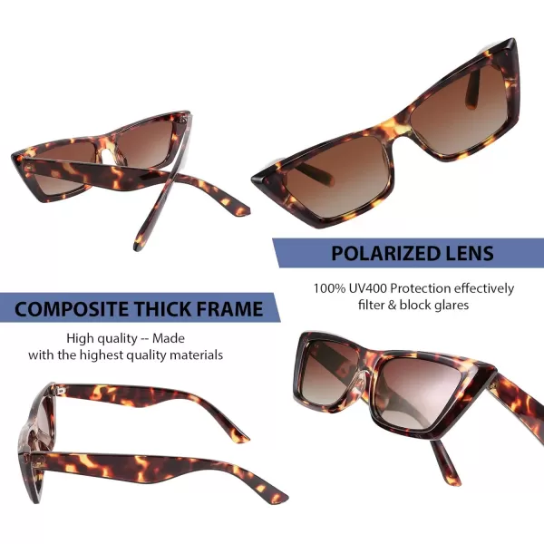 FEISEDY Small Cateye Square Polarized Sunglasses Women Classic Thick Rectangle Frame UV400 Sun Glasses B2736004 Leopard