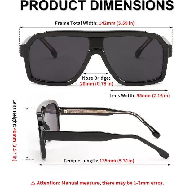 FEISEDY Sunglasses Men Square Aviator Frame UV400 Sun Glasses Driving Running Fishing Golf Hiking B0059Black Frame  Gray Lens