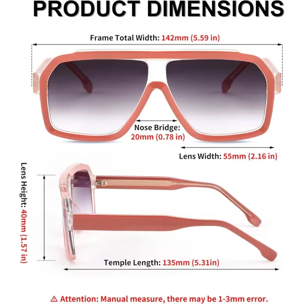 FEISEDY Sunglasses Men Square Aviator Frame UV400 Sun Glasses Driving Running Fishing Golf Hiking B0059Pink Frame  Gradient Gray Lenses