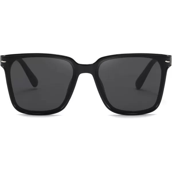 FEISEDY Trendy Oversized Square Sunglasses for Women Men Luxury Curved Lens Sun Glasses UV400 B0099Black Frame  Grey Lens