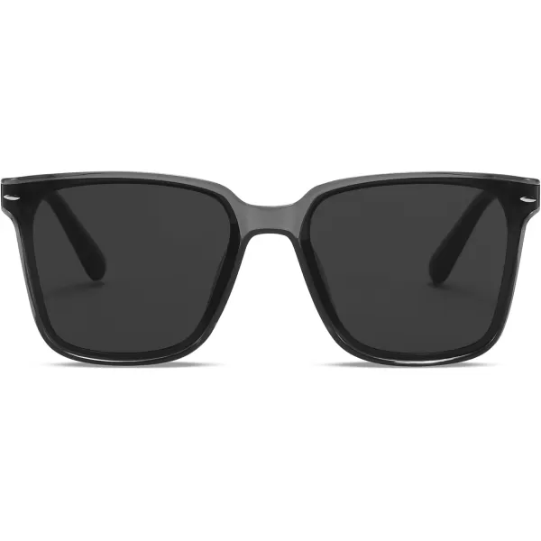 FEISEDY Trendy Oversized Square Sunglasses for Women Men Luxury Curved Lens Sun Glasses UV400 B0099Transparent Grey Frame  Grey Lens