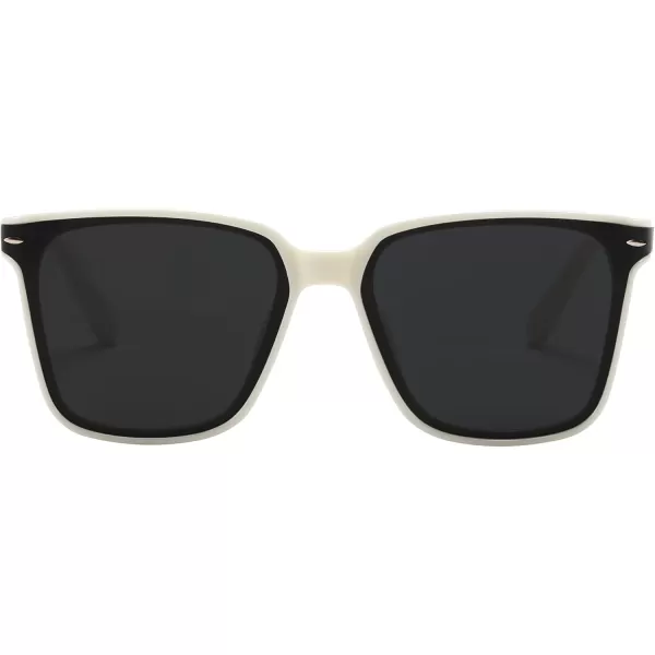 FEISEDY Trendy Oversized Square Sunglasses for Women Men Luxury Curved Lens Sun Glasses UV400 B0099White Frame  Grey Lens