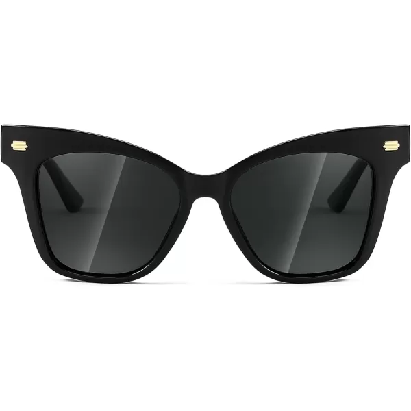 FEISEDY Trendy Polarized Sunglasses Retro Cateye Frame for Women UV400 Protection Shades B0009001 Obsidian