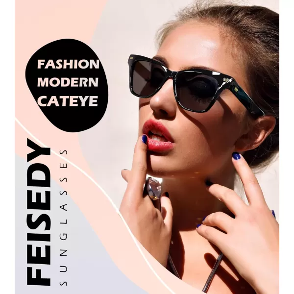 FEISEDY Trendy Polarized Sunglasses Retro Cateye Frame for Women UV400 Protection Shades B0009002 Jelly Orange