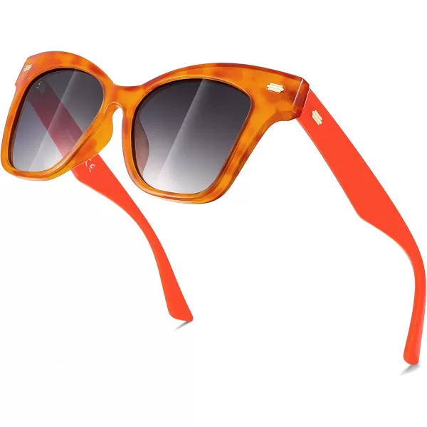 FEISEDY Trendy Polarized Sunglasses Retro Cateye Frame for Women UV400 Protection Shades B0009002 Jelly Orange