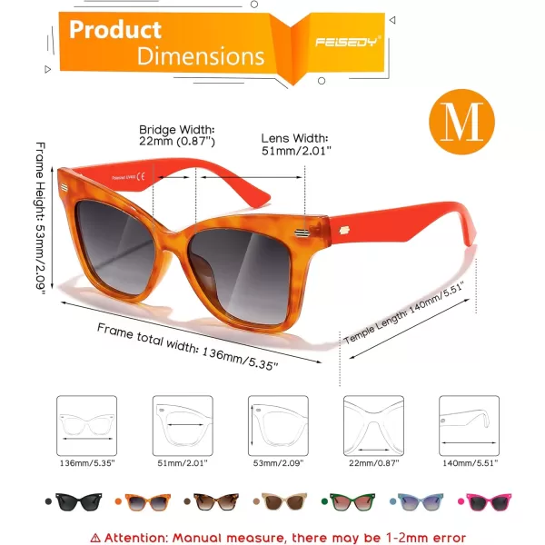 FEISEDY Trendy Polarized Sunglasses Retro Cateye Frame for Women UV400 Protection Shades B0009002 Jelly Orange