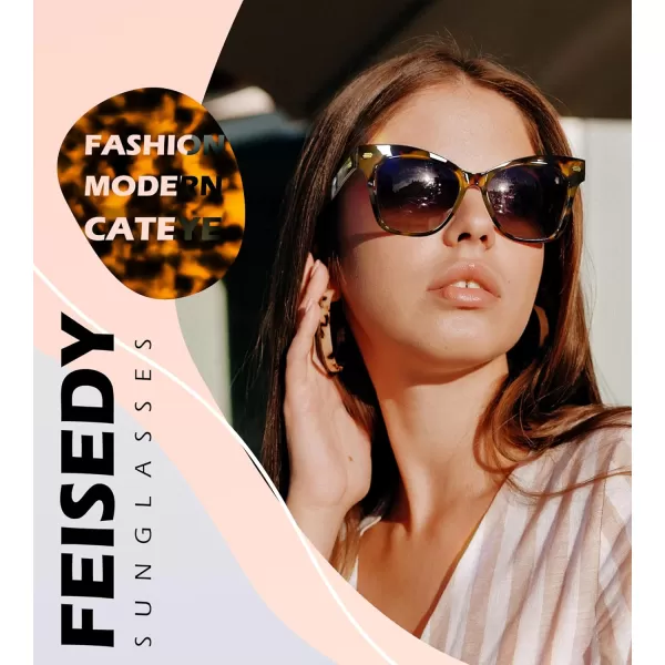 FEISEDY Trendy Polarized Sunglasses Retro Cateye Frame for Women UV400 Protection Shades B0009003 Leopard
