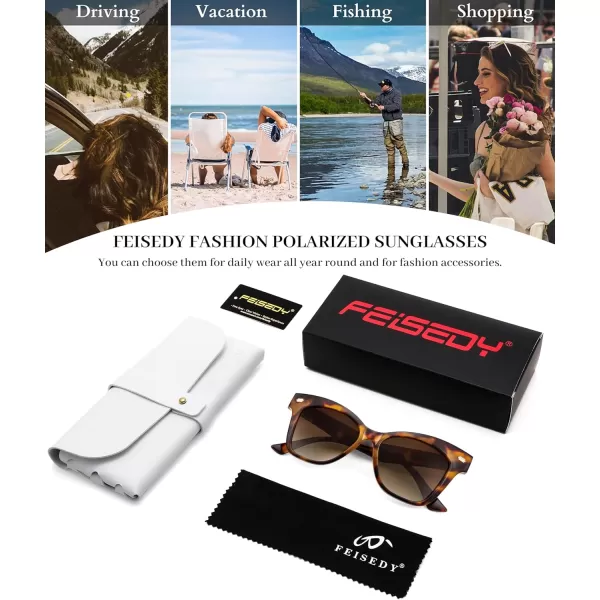 FEISEDY Trendy Polarized Sunglasses Retro Cateye Frame for Women UV400 Protection Shades B0009003 Leopard