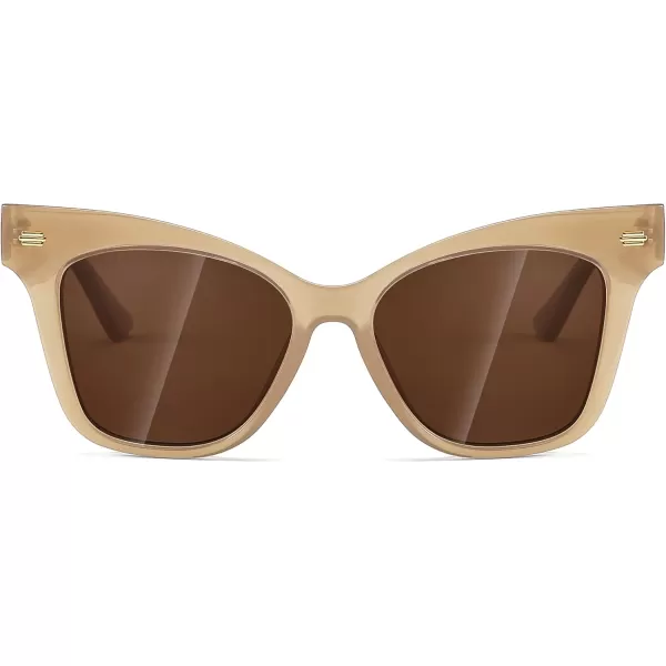 FEISEDY Trendy Polarized Sunglasses Retro Cateye Frame for Women UV400 Protection Shades B0009004 Champagne