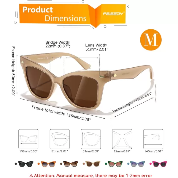 FEISEDY Trendy Polarized Sunglasses Retro Cateye Frame for Women UV400 Protection Shades B0009004 Champagne