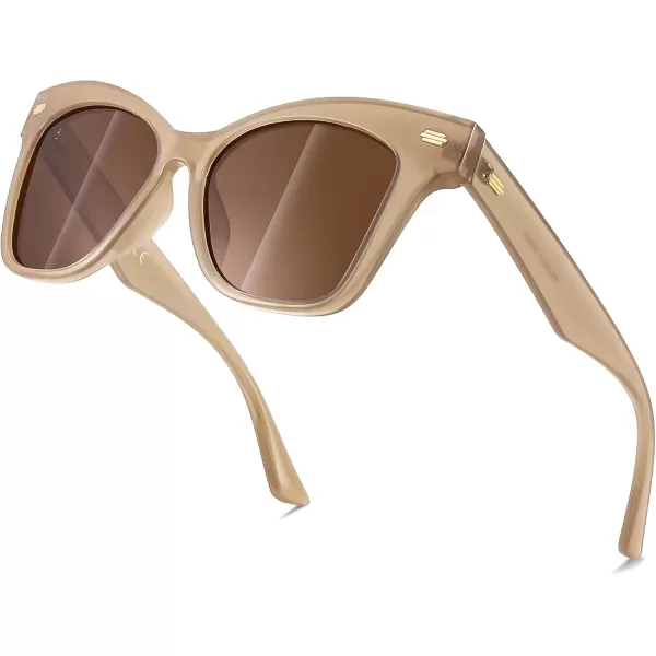 FEISEDY Trendy Polarized Sunglasses Retro Cateye Frame for Women UV400 Protection Shades B0009004 Champagne