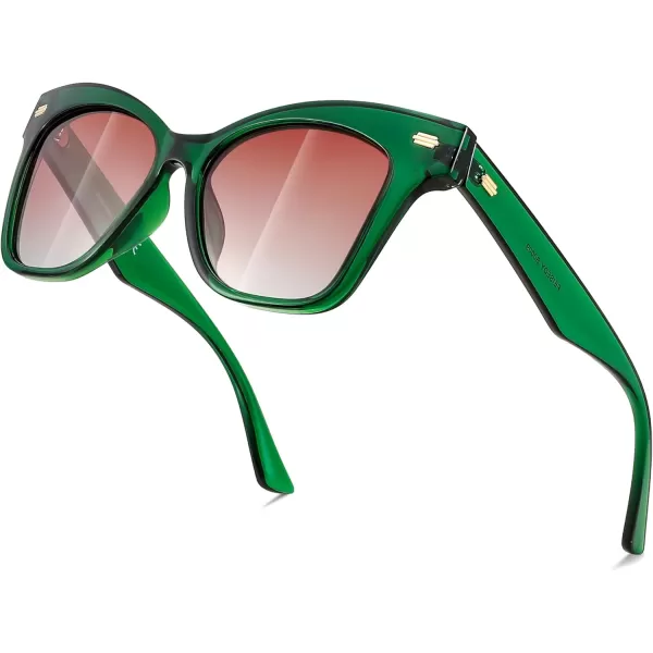 FEISEDY Trendy Polarized Sunglasses Retro Cateye Frame for Women UV400 Protection Shades B0009005 Transparent Green