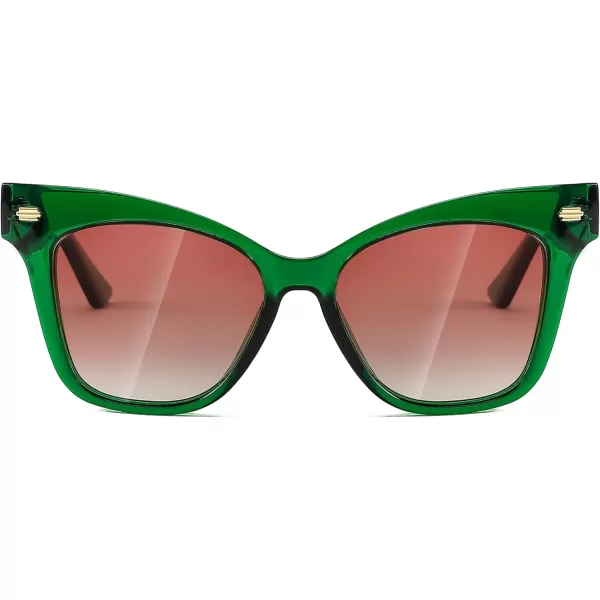 FEISEDY Trendy Polarized Sunglasses Retro Cateye Frame for Women UV400 Protection Shades B0009005 Transparent Green