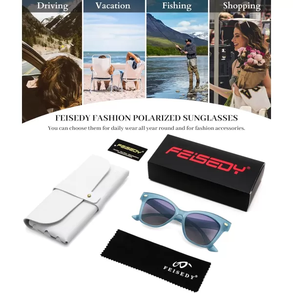FEISEDY Trendy Polarized Sunglasses Retro Cateye Frame for Women UV400 Protection Shades B0009006 Jelly Blue