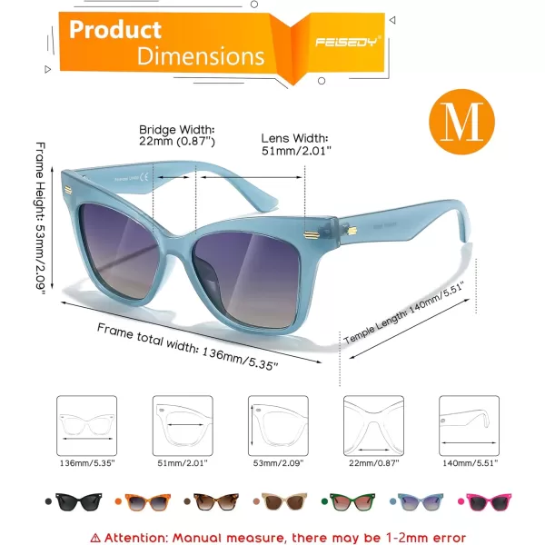 FEISEDY Trendy Polarized Sunglasses Retro Cateye Frame for Women UV400 Protection Shades B0009006 Jelly Blue
