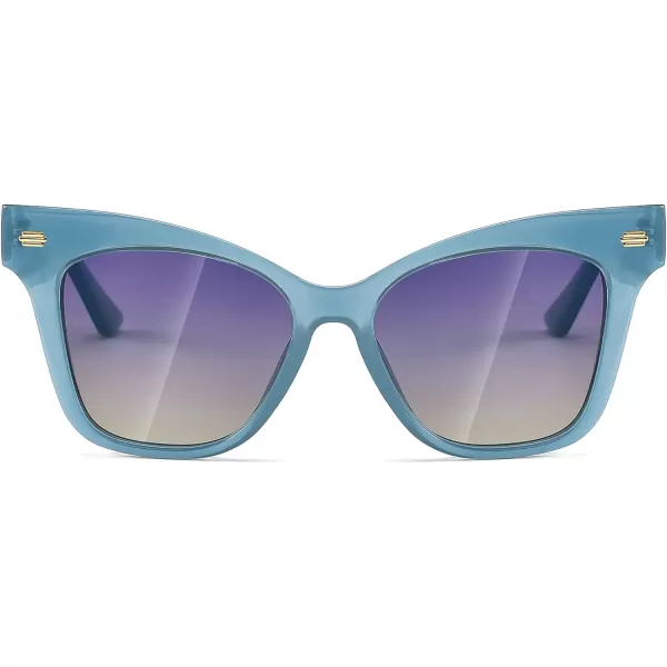 FEISEDY Trendy Polarized Sunglasses Retro Cateye Frame for Women UV400 Protection Shades B0009006 Jelly Blue