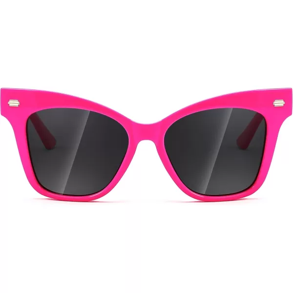 FEISEDY Trendy Polarized Sunglasses Retro Cateye Frame for Women UV400 Protection Shades B0009007 Hot Pink