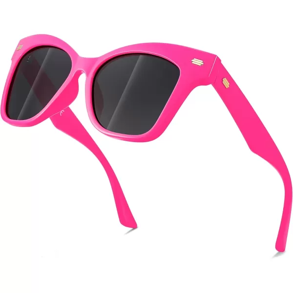 FEISEDY Trendy Polarized Sunglasses Retro Cateye Frame for Women UV400 Protection Shades B0009007 Hot Pink